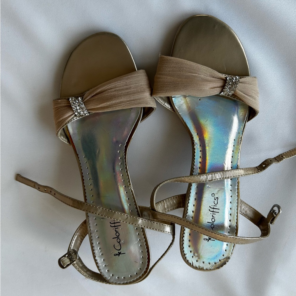 Coloriffics Tan and Rhinestone Sandals